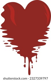 Drawing of a heart that melts into liquid. 