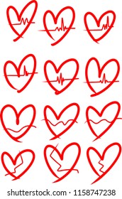 Drawing a heart in a variety of formats. A vector