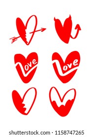 Drawing a heart in a variety of formats. A vector