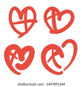 Drawing a heart in a variety of formats. A vector