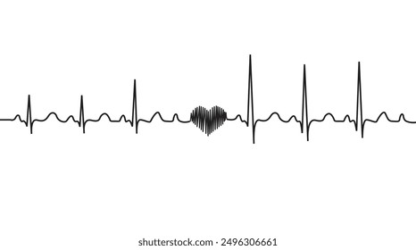 Dibujar latidos del corazón, dibujar un electrocardiograma, pintura minimalista y moderna de latidos del corazón