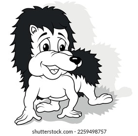 A Drawing of a Hedgehog Standing on All Four Paws - Cartoon Illustration Isolated on White Background, Vector