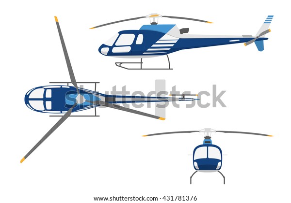 Dessin D Un Helicoptere A Plat Vue Image Vectorielle De Stock Libre De Droits