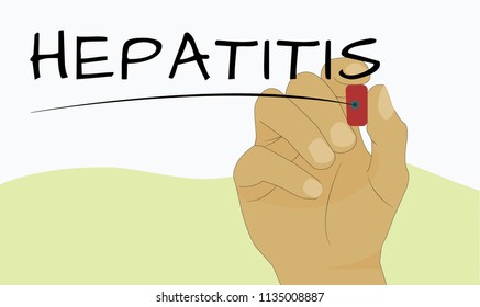 drawing hepatitis with markers illustration
