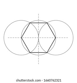 drawing a hexagonal using circles, tecnical draving