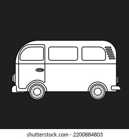 Drawing Of A Hippie Van On A Gray Background