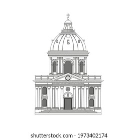 DRAWING OF HISTORICAL BUILDINGS OF VENICE, ANCIENT ITALIAN ARCHITECTURE IN GOTHIC AND NEOCLASSIC STYLE