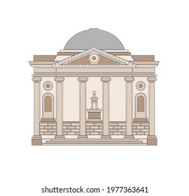 DRAWING OF HISTORICAL BUILDINGS OF VENICE, ANCIENT ITALIAN ARCHITECTURE IN GOTHIC AND NEOCLASSIC STYLE