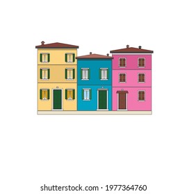 DRAWING OF HISTORICAL BUILDINGS OF VENICE, ANCIENT ITALIAN ARCHITECTURE IN GOTHIC AND NEOCLASSIC STYLE