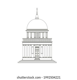 DRAWING OF HISTORICAL BUILDINGS OF VENICE, ANCIENT ITALIAN ARCHITECTURE IN GOTHIC AND NEOCLASSIC STYLE