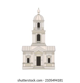 DRAWING OF HISTORICAL BUILDINGS OF VENICE, ANCIENT ITALIAN ARCHITECTURE IN GOTHIC AND NEOCLASSIC STYLE