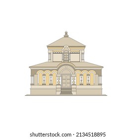 DRAWING OF HISTORICAL BUILDINGS OF VENICE, ANCIENT ITALIAN ARCHITECTURE IN GOTHIC AND NEOCLASSIC STYLE