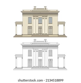 DRAWING OF HISTORICAL BUILDINGS OF VENICE, ANCIENT ITALIAN ARCHITECTURE IN GOTHIC AND NEOCLASSIC STYLE