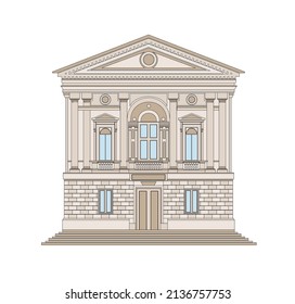 DRAWING OF HISTORICAL BUILDINGS OF VENICE, ANCIENT ITALIAN ARCHITECTURE IN GOTHIC AND NEOCLASSIC STYLE