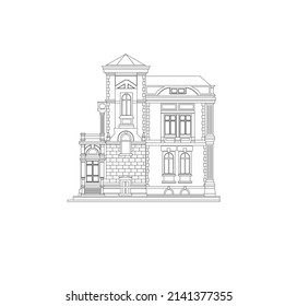 DRAWING OF HISTORICAL BUILDINGS OF VENICE, ANCIENT ITALIAN ARCHITECTURE IN GOTHIC AND NEOCLASSIC STYLE