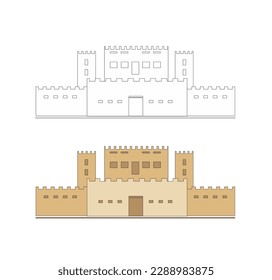 DRAWING OF HISTORICAL BUILDINGS OF VENICE, ANCIENT ITALIAN ARCHITECTURE IN GOTHIC AND NEOCLASSIC STYLE