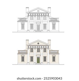 DRAWING OF HISTORICAL BUILDINGS OF VENICE, ANCIENT ITALIAN ARCHITECTURE IN GOTHIC AND NEOCLASSIC STYLE