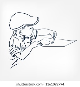 drawing hobby boy vector sketch illustration