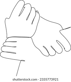 Drawing of holding hands isolated on white background. Symbol of love, dating, close relationship, intimacy and romance. Hand drawn black and white illustration.
