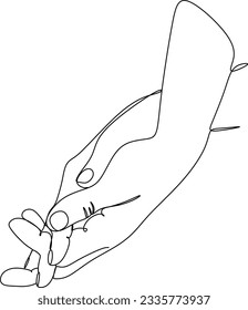 Drawing of holding hands isolated on white background. Symbol of love, dating, close relationship, intimacy and romance. Hand drawn black and white illustration.