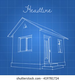 Drawing of the home on a blue background