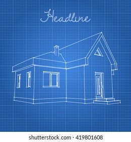 Drawing of the home on a blue background