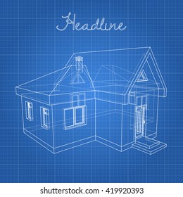 Drawing of the home on a blue background