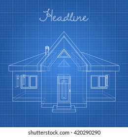 Drawing of the home on a blue background