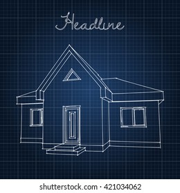 Drawing of the home on a blue background