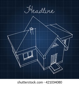 Drawing of the home on a blue background