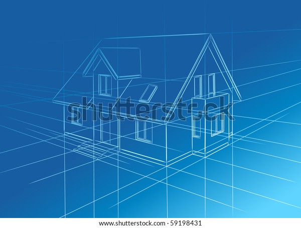 Drawing Home On Blue Background Stock Vector (Royalty Free) 59198431