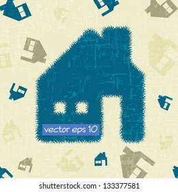 Drawing home retro background