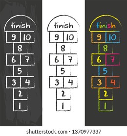 Drawing of a Hopscotch court or game set, vector illustration. 