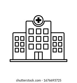 Drawing Hospital icon on white background .Vector illustration.