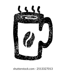 Dibujo de una taza de café caliente en estilo grunge