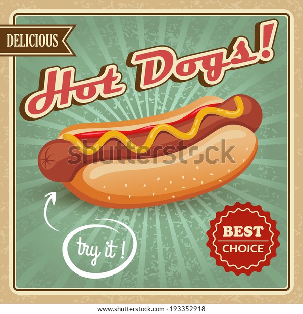 Drawing hot dog delicious fast food best choice wallpaper template vector illustration.