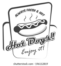 Drawing Hot Dog Fresh Fast Food Enjoy Black And White Poster Template Vector Illustration