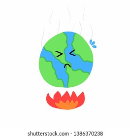 Drawing hot world cartoon icon doodle style.Vector illustration.