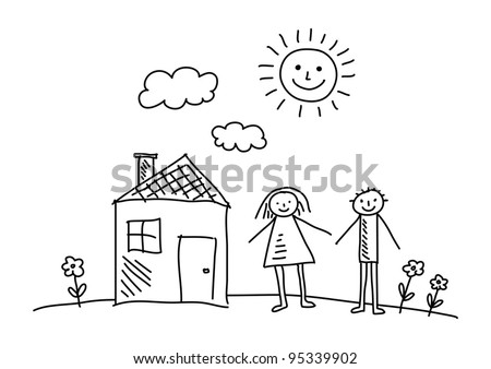  Drawing House Children Stock Vector Royalty Free 95339902 - Shutterstock