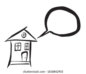 drawing of a house with empty bubbles