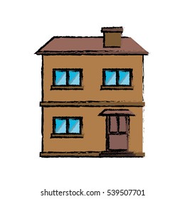 drawing house facade residential estructure