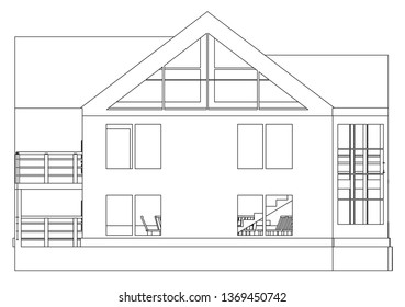 Drawing of the house on a white background