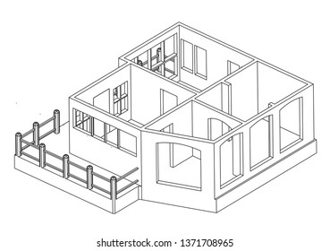 Drawing of the house on a white background.
