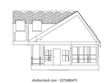 Drawing of the house on a white background