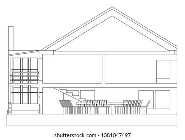 Drawing of the house on a white background