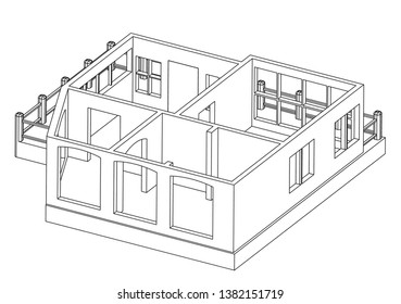Drawing of the house on a white background.