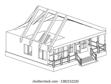 Drawing of the house on a white background.