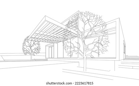 Drawing of a house vector illustration