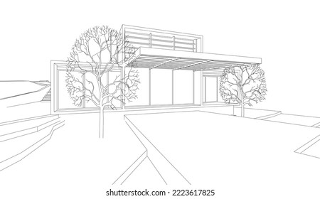 Dibujo de una ilustración vectorial de la casa