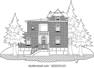 Drawing of a house in winter